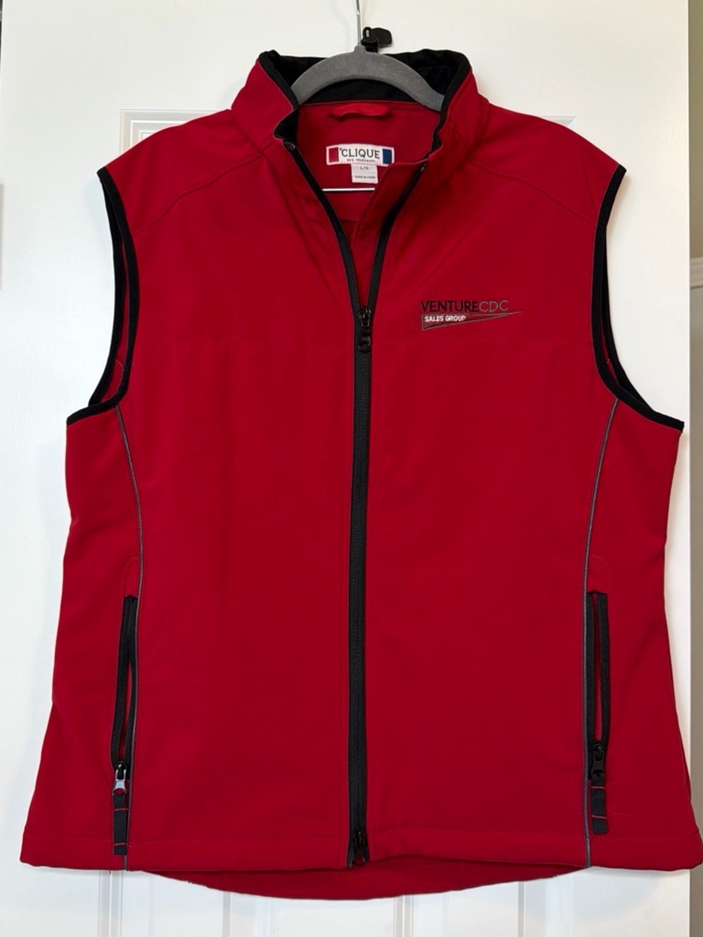Clique Men's Red Softshell Vest - Venture CDC Logo